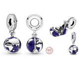 Sterling silver 925 Blue Planet, 2in1 travel bracelet pendant