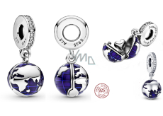 Sterling silver 925 Blue Planet, 2in1 travel bracelet pendant