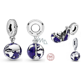 Charm Sterling Silver 925 Earth Blue Planet, 2-in-1 Opening