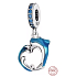 Charm Sterling Silver 925 Dolphin on a Wave in Heart Shape, Sea Bracelet Pendant