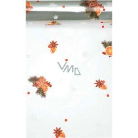 Ditipo Christmas gift cellophane 70 x 250 cm Gingerbread, orange, pine cones