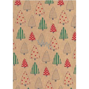 Ditipo Christmas gift wrapping paper 70 x 200 cm Kraft light brown, trees