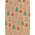 Ditipo Christmas gift wrapping paper 70 x 200 cm Kraft light brown, trees