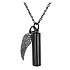 Commemorative urn pendant, Angel wings black waterproof, stainless steel 9 x 37 mm