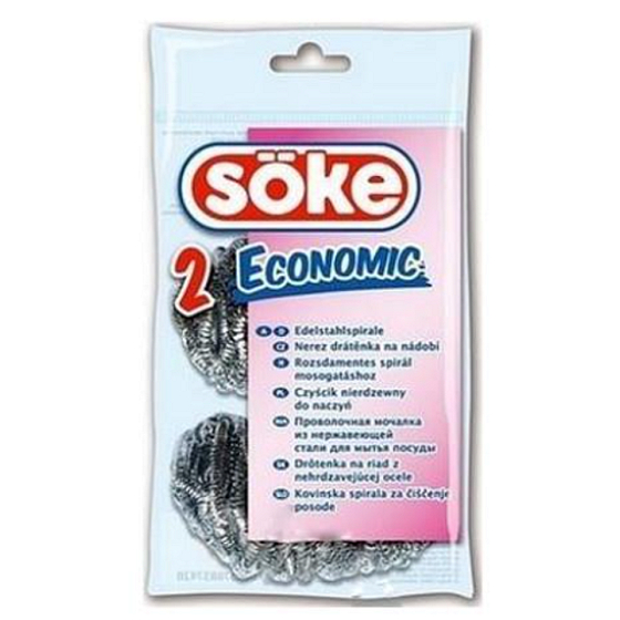 Söke 2 Economic stainless steel scrubber for dishes, 2 pieces