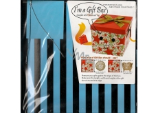 Angel Gift box folding with ribbon blue black stripes 22 x 22 x 13 cm