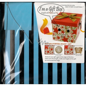 Angel Folding gift box with ribbon blue black stripes 22 x 22 x 13 cm