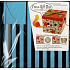 Angel Folding gift box with ribbon blue black stripes 22 x 22 x 13 cm