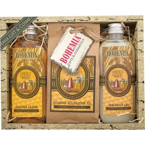 Bohemia Gifts Honey and Grain shower gel 100 ml + bath salt 150 g + Oil bath 100 ml, cosmetic set