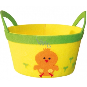 Felt basket yellow with orange chicken 22 cm