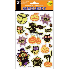 Glow-in-the-dark stickers with a witch on a broom 25 x 14 cm