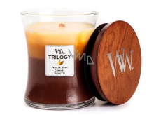 WoodWick Trilogy Cafe Sweets - Coffee sweets scented candle with wooden wick and lid glass large 609.5 g