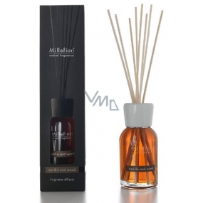 Millefiori Milano Natural Vanilla & Wood - Vanilla and Wood Diffuser 250 ml + 8 stalks 30 cm long for medium-sized spaces lasts at least 3 months
