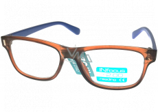 Berkeley Reading glasses +2.0 plastic brown, blue sides 1 piece R4077