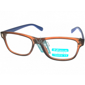 Berkeley Reading glasses +2.0 plastic brown, blue sides 1 piece R4077