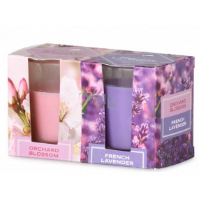 Emocio Orchard Blossom & French Lavender scented candle glass 52 x 65 mm 2 pieces in a box