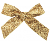 Velvet gold glittering bow 10 cm 6 pieces