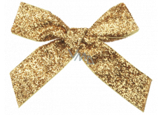 Velvet gold glittering bow 10 cm 6 pieces