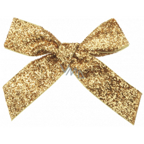 Velvet gold glittering bow 10 cm 6 pieces