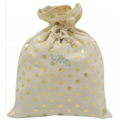 Fabric bag with gold circles 27 x 36 cm