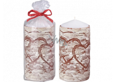 Emocio Heart in the bark brown candle cylinder 60 x 110 mm