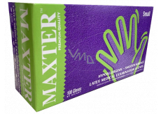 Maxter Hygienic Disposable Latex Hypoallergenic Powdered Gloves, Size S, Box of 100 Pieces