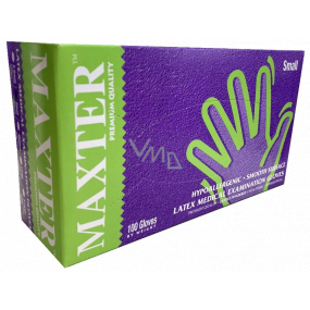 Maxter Hygienic disposable latex hypoallergenic powdered gloves, size S, box 100 pieces