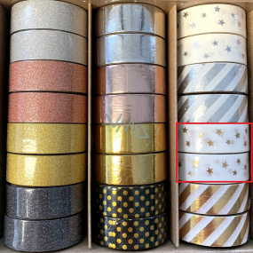 Ditipo Deco Glam Tape White with gold stars 5 m x 15 mm