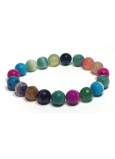 Agate multicoloured facet chakra bracelet elastic natural stone, ball 10 mm / 16 - 17 cm