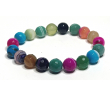 Agate multicoloured facet chakra bracelet elastic natural stone, ball 10 mm / 16 - 17 cm