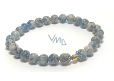 K2 Azurite in Granite bracelet elastic natural stone, ball 8 mm / 23 cm