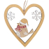 Wooden heart with golden bird for hanging 12 cm