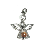 Guardian angel pendant with coloured orange bead 29 x 37 mm 1 piece