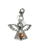 Guardian angel pendant with coloured orange bead 29 x 37 mm 1 piece