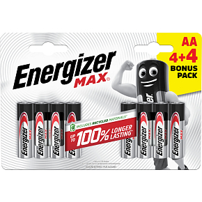 Energizer Max AA batteries, 4 + 4 pcs free
