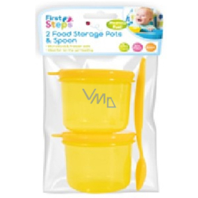 First Step Travel food set yellow 2 jars + spoon