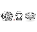 Charm Sterling silver 925 paw print, bead on bracelet pet