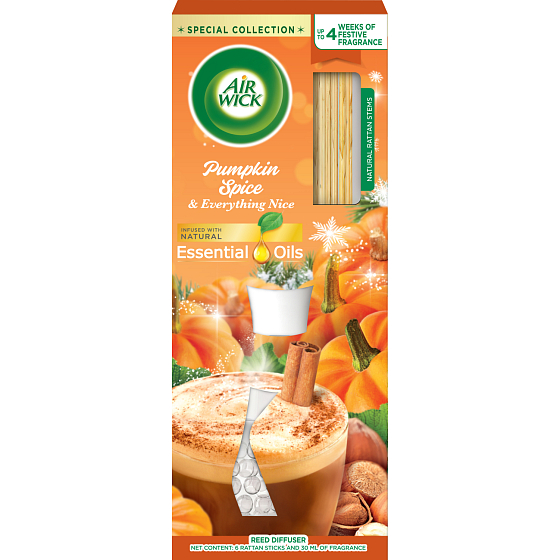 Air Wick Essential Oils Pumpkin Space and Everything Nice - Pumpkin and Autumn Spice Scented Sticks Air Freshener 30 ml