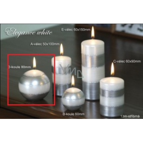Lima Elegance White candle silver ball diameter 80 mm 1 piece