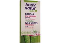 Body Natur Sensitive voskové pásky pro epilaci těla s Aloe Vera a Arganovým olejem 16 kusů + poepilační ubrousky 2 kusy