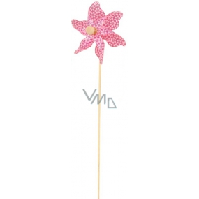 Pinwheel with flowers pink 9 cm + skewers 1 piece
