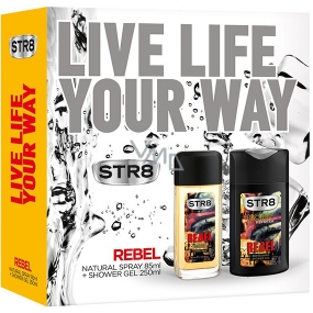 Str8 Rebel perfumed deodorant glass for men 85 ml + shower gel 250 ml, cosmetic set
