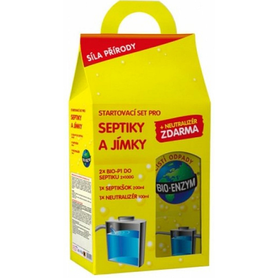 Bio-Enzyme Starter Set for septic tanks and sumps 2 x Bio-P1 for septic tank 2 x 100 g + 1 x septic tank 200 ml + 1x odor neutralizer 100 ml