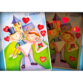 Albi Glowing greeting card for the envelope For the wedding With fairytale hearts 14.8 x 21 cm