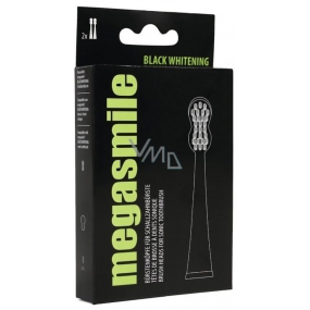 MegaSmile Black Whitening Sonic spare head for sonic brush 2 pieces, duopack
