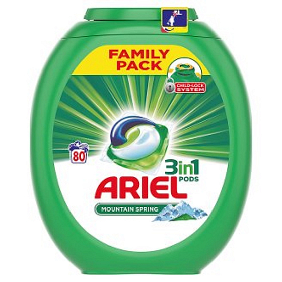 Ariel 3in1 Mountain Spring Washing Gel Capsules For Beautifully Clean And Fragrant Spill Free 80 x 27 g