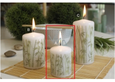 CANDLE Cylinder 50x70 white motif Bambus 9263