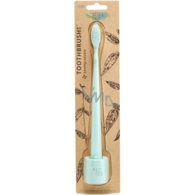 The Natural Family Co. Soft Bio toothbrush and stand Mint made of resin and corn starch