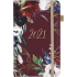 Albi Diary 2021 Pocket with rubber band Bordeaux flowers 15 x 9.5 x 1.3 cm