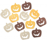 Wooden pumpkins beige-yellow-brown 4 cm 12 pieces